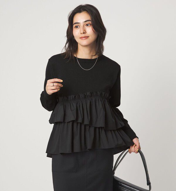 UNITED ARROWS green label relaxing「ティアード ドッキング プルオーバー ニット 2」|ニット・セーター|BLACK