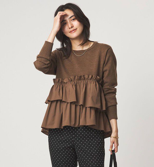 UNITED ARROWS green label relaxing「ティアード ドッキング プルオーバー ニット 2」|ニット・セーター|MD.BROWN