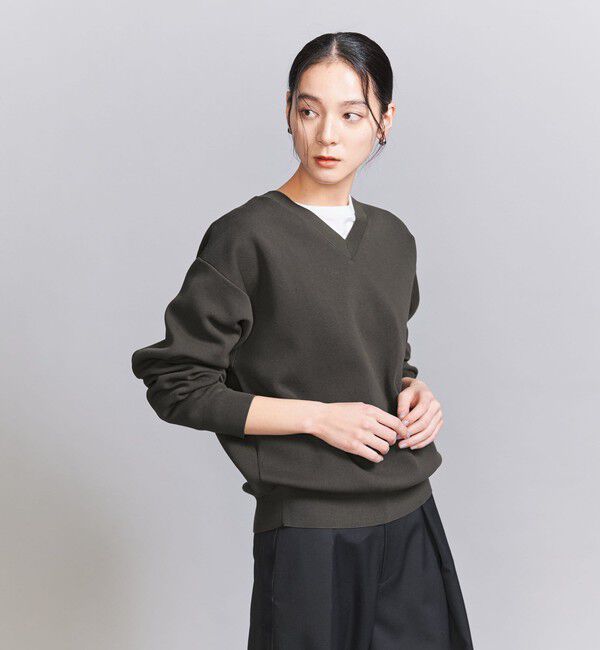 BEAUTY&YOUTH UNITED ARROWS「コットンナイロン Vネック プルオーバー -ウォッシャブル-」|ニット・セーター|DK.GRAY