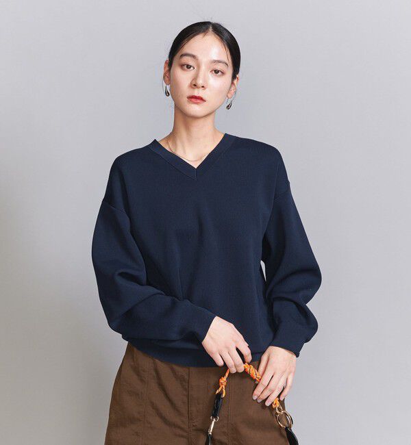 BEAUTY&YOUTH UNITED ARROWS「コットンナイロン Vネック プルオーバー -ウォッシャブル-」|ニット・セーター|NAVY