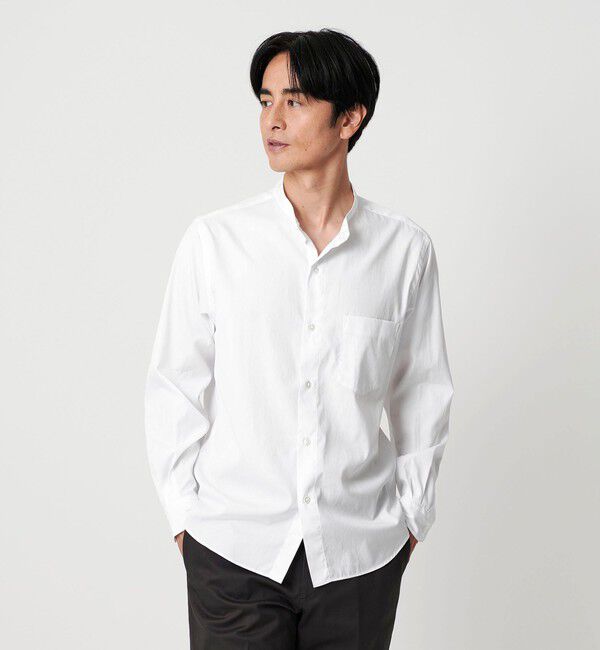 BEAUTY&YOUTH UNITED ARROWS「70/2 ブロード バンドカラー  シャツ REGULAR型」|シャツ・ブラウス|WHITE
