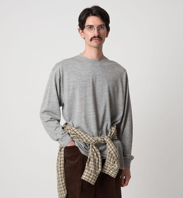 STEVEN ALAN「＜Steven Alan＞ メリノウール クルーネック Tシャツ LOOSE」|Tシャツ・カットソー|LT.GRAY