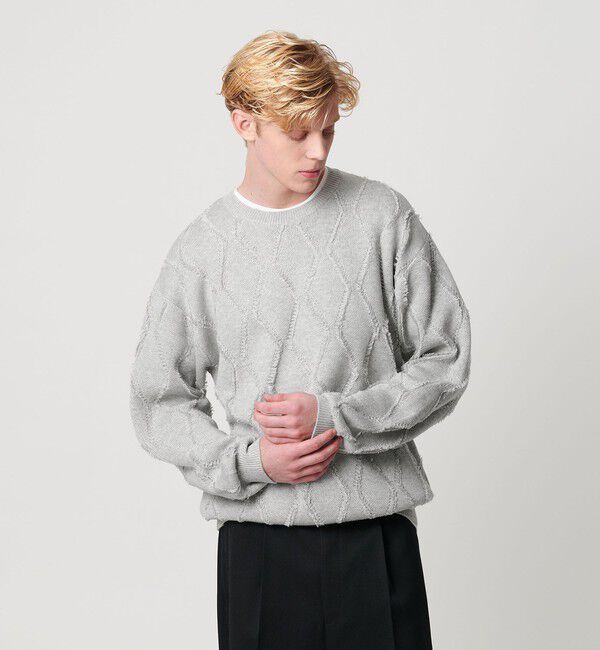 BEAUTY&YOUTH UNITED ARROWS「フリンジ パターン クルーネック ニット」|ニット・セーター|
