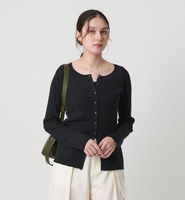 BEAUTY&YOUTH UNITED ARROWS「ポリエステルブレンド メランジリブ カーディガン ウォッシャブル」|カーディガン|