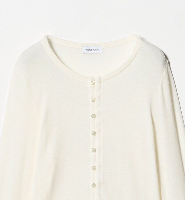 ATTISESSION「＜ATTISESSION＞フライス ループボタン カーディガン」|カーディガン|