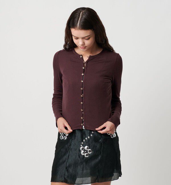 ATTISESSION「＜ATTISESSION＞フライス ループボタン カーディガン」|カーディガン|