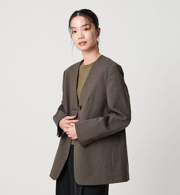 BEAUTY&YOUTH UNITED ARROWS「ポリエステルレーヨン ノーカラー1ボタンジャケット」|ノーカラージャケット|