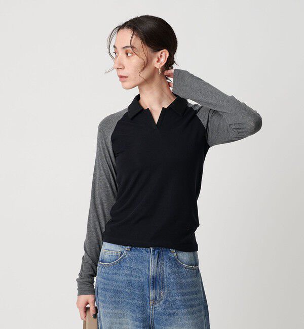 BEAUTY&YOUTH UNITED ARROWS「＜Girls Department Club＞BI RINGER ロングスリーブTシャツ 」|Tシャツ・カットソー|NAVY