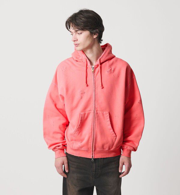 MONKEY TIME「フレンチテリー ディストレスト フルジップ フーディー」|カーディガン|