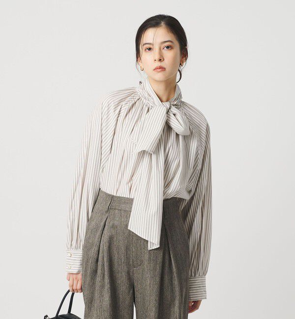 BEAUTY&YOUTH UNITED ARROWS「コットン ソリッド&ストライプ ボウタイブラウス」|シャツ・ブラウス|