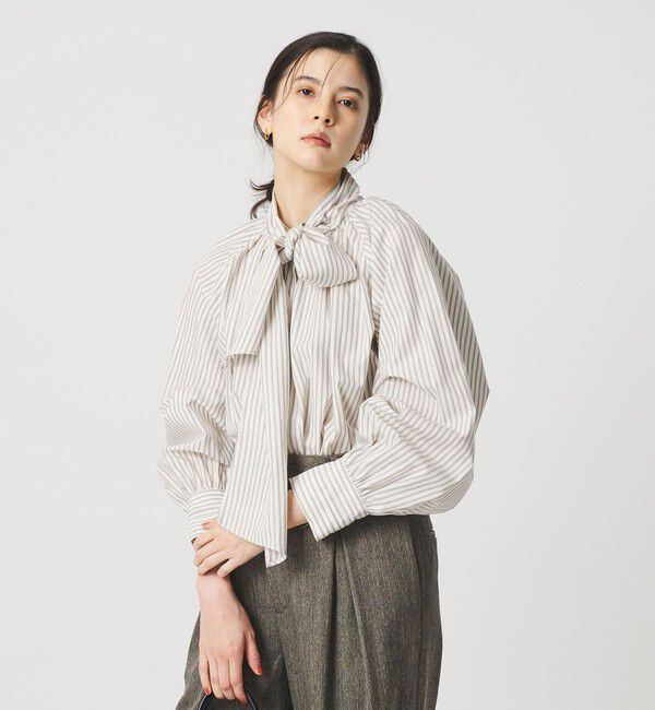 BEAUTY&YOUTH UNITED ARROWS「コットン ソリッド&ストライプ ボウタイブラウス」|シャツ・ブラウス|