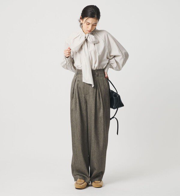 BEAUTY&YOUTH UNITED ARROWS「コットン ソリッド&ストライプ ボウタイブラウス」|シャツ・ブラウス|