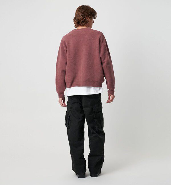 MONKEY TIME「プレーティング クロップド Vネック ニット」|ニット・セーター|