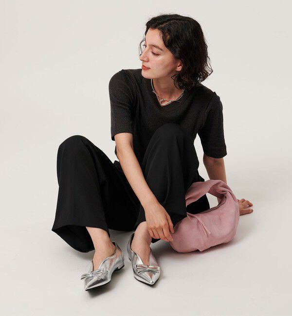 BEAUTY&YOUTH UNITED ARROWS「メタリック リボン Vカット フラットシューズ」|バレエシューズ|