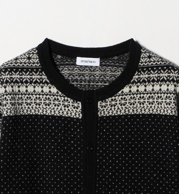 ATTISESSION「＜ATTISESSION＞フェアアイル ジャガード カーディガン」|カーディガン|