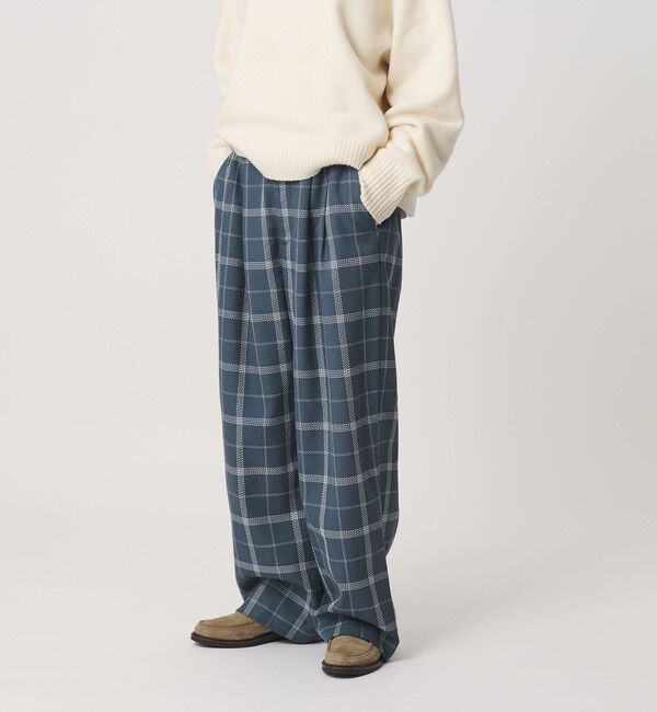 BEAUTY&YOUTH UNITED ARROWS「【WEB限定】裏起毛ウィンドウペン タックワイドパンツ ウォッシャブル」|その他|TURQUOISE