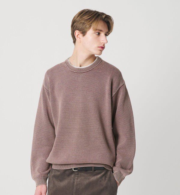 BEAUTY&YOUTH UNITED ARROWS「アシッドウォッシュ コットン クルーネック ニット 手洗い可能」|ニット・セーター|MD.BROWN