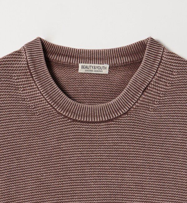 BEAUTY&YOUTH UNITED ARROWS「アシッドウォッシュ コットン クルーネック ニット 手洗い可能」|ニット・セーター|