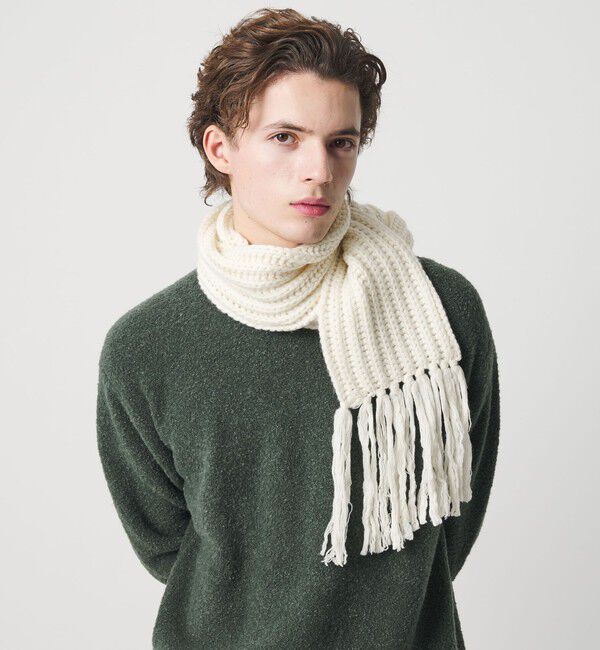 BEAUTY&YOUTH UNITED ARROWS「ローゲージ リブ マフラー」|マフラー|WHITE