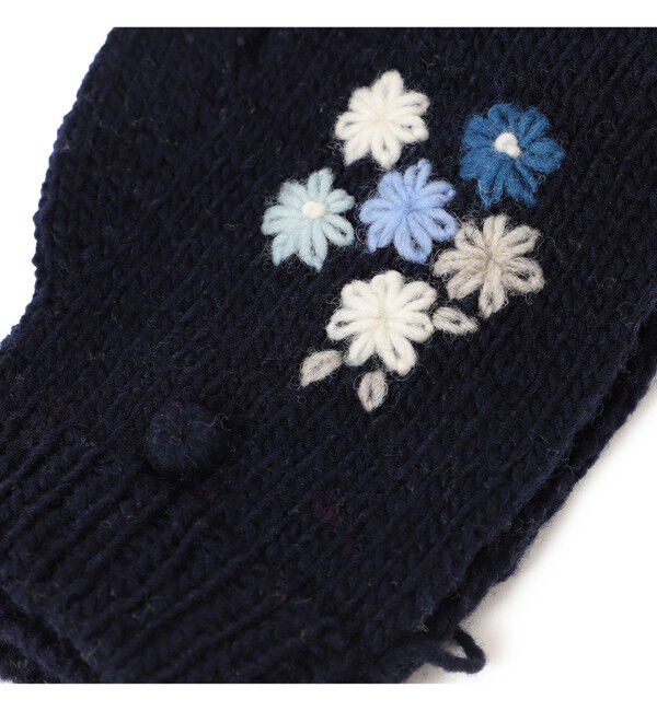 BEAMSBOY「手編み フラワー刺繍 ミトン」|手袋|