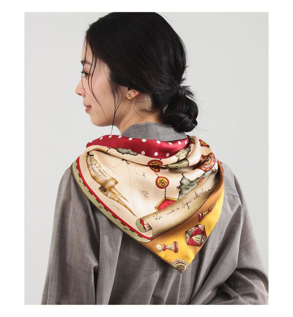 Demi-Luxe BEAMS 「manipuri / リバーシブル 三角 スカーフ」|ストール|RED