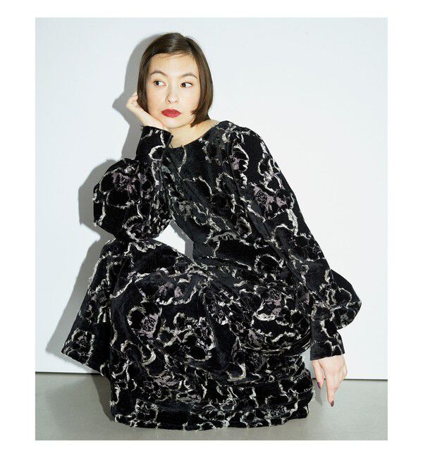 Ray BEAMS 「RBS / ジャカード ベルベット ワンピース」|ワンピース|BLACK