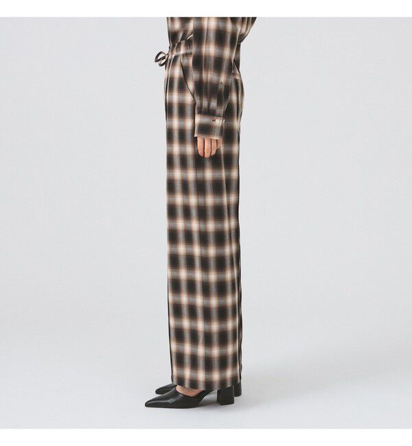 Ray BEAMS 「オンブレチェック ワイド パンツ」|チノ|