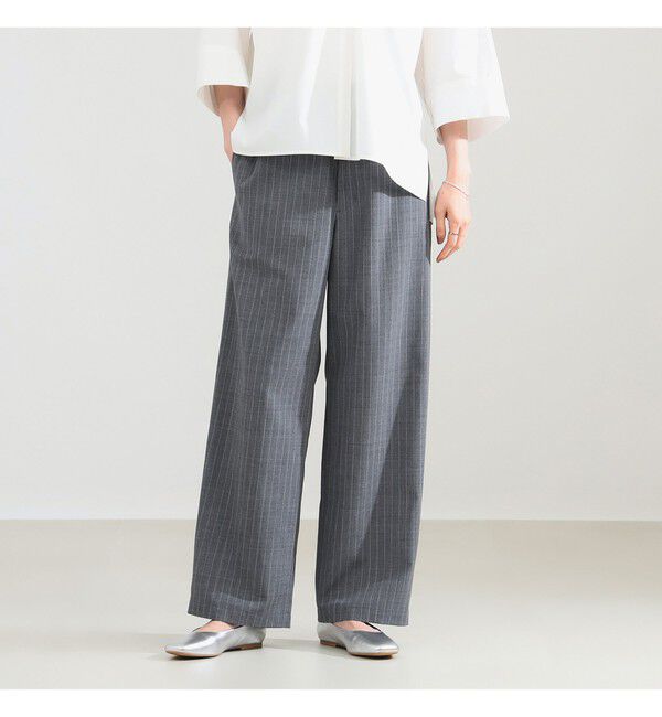 Demi-Luxe BEAMS 「ポプリン ストライプ イージーパンツ」|チノ|GREY