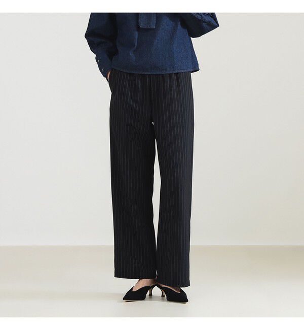 Demi-Luxe BEAMS 「ポプリン ストライプ イージーパンツ」|チノ|NAVY