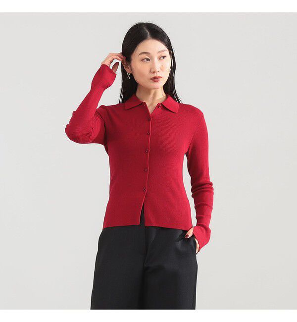 Demi-Luxe BEAMS 「ポリエステル ウール ポロ カーディガン」|ニット・セーター|