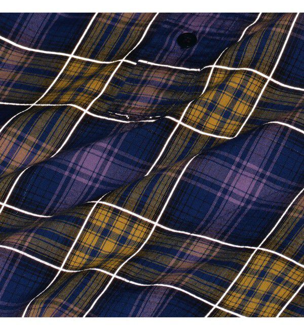 BEAMS「ワイドフィット リフレクター チェック フードシャツ」|シャツ・ブラウス|