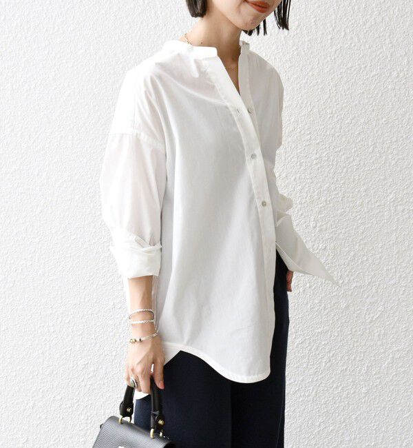 SHIPS any「《一部追加予約》SHIPS any:〈洗濯機可能〉REPREVE バンド カラー シャツ」|シャツ・ブラウス|