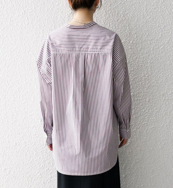 SHIPS any「《一部追加予約》SHIPS any:〈洗濯機可能〉REPREVE バンド カラー シャツ」|シャツ・ブラウス|