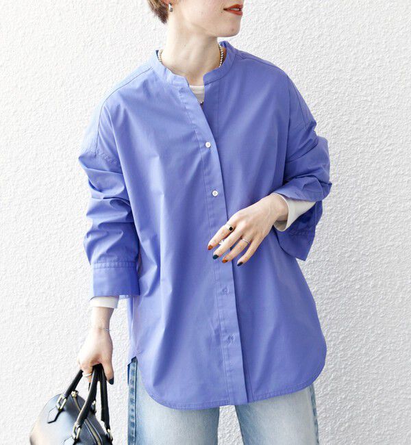SHIPS any「《一部追加予約》SHIPS any:〈洗濯機可能〉REPREVE バンド カラー シャツ」|シャツ・ブラウス|