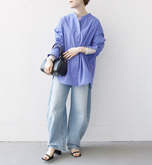 SHIPS any「《一部追加予約》SHIPS any:〈洗濯機可能〉REPREVE バンド カラー シャツ」|シャツ・ブラウス|