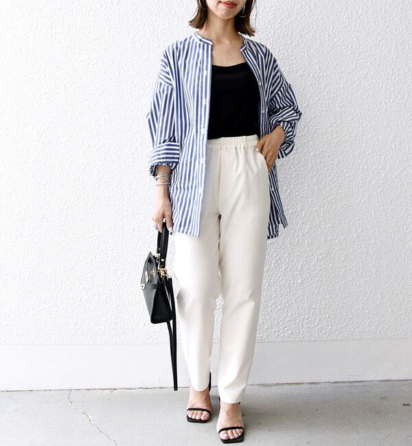 SHIPS any「《一部追加予約》SHIPS any:〈洗濯機可能〉REPREVE バンド カラー シャツ」|シャツ・ブラウス|