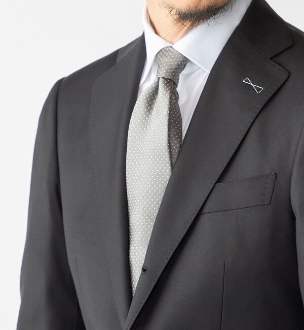 SHIPS「SHIPS: フォサッティ サテン ピンドット ネクタイ」|ネクタイ・蝶ネクタイ|チャコールグレー