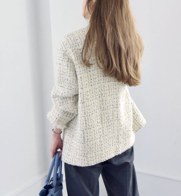 quaranciel「quaranciel: ファンシー ツイード ノーカラー ジャケット」|ノーカラージャケット|