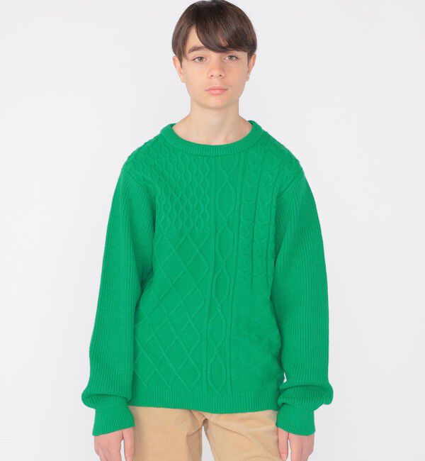 SHIPS KIDS「SHIPS KIDS:145～160cm /〈手洗い可能〉ケーブル ニット」|ニット・セーター|