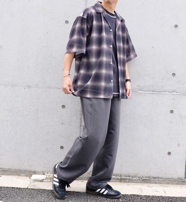 SHIPS any「SHIPS any: メッシュ オンブレチェック / ウェーブ パターン オープンカラー シアー シャツ◇」|シャツ・ブラウス|