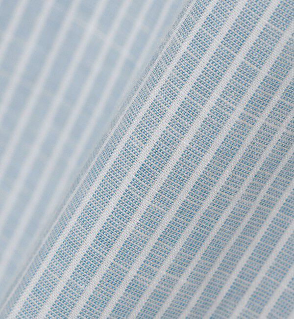 SHIPS any「SHIPS any: 〈洗濯機可能〉コットン / リネン ブルー ストライプ 7分袖 プルオーバーシャツ◇」|シャツ・ブラウス|