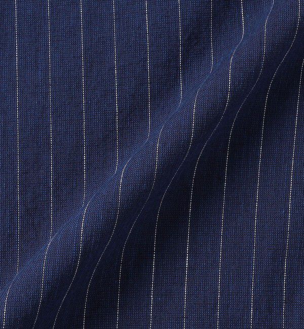 SHIPS any「SHIPS any: 〈洗濯機可能〉コットン / リネン ブルー ストライプ 7分袖 プルオーバーシャツ◇」|シャツ・ブラウス|