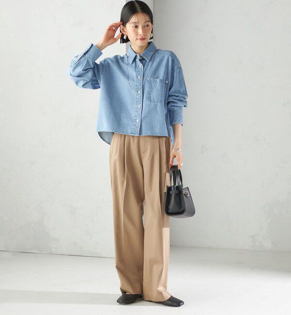 SHIPS for women「〈洗濯機可能〉ショート丈 デニム シャツ」|シャツ・ブラウス|