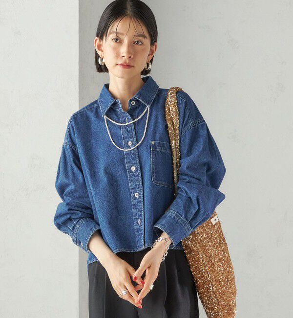 SHIPS for women「〈洗濯機可能〉ショート丈 デニム シャツ」|シャツ・ブラウス|