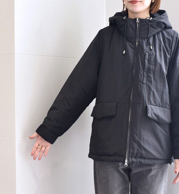 SHIPS any「SHIPS any:〈撥水加工〉中綿 パフ ダブルジップ フーディ ブルゾン」|ブルゾン・スタジャン|