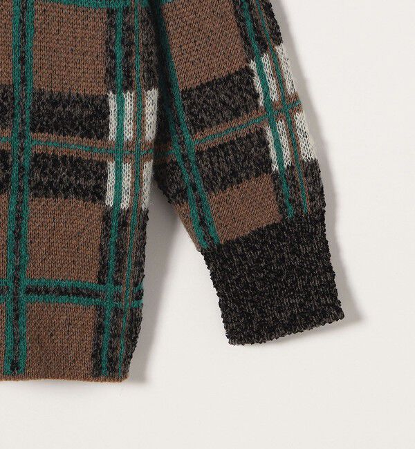 SHIPS any「SHIPS any:〈手洗い可能〉チェック ジャカード スキッパー 深Vネック ニット」|ニット・セーター|