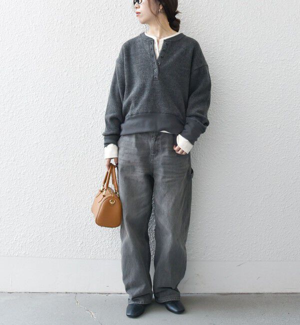 SHIPS any「SHIPS any:〈手洗い可能〉起毛 ワッフル ヘンリーネック コンパクト プルオーバー」|Tシャツ・カットソー|