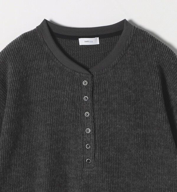 SHIPS any「SHIPS any:〈手洗い可能〉起毛 ワッフル ヘンリーネック コンパクト プルオーバー」|Tシャツ・カットソー|