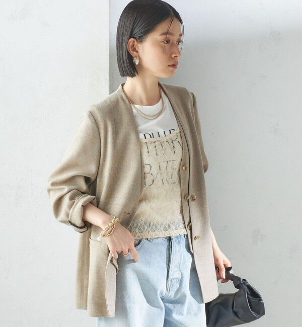 SHIPS for women「〈手洗い可能〉Asami 麻調合繊 カラーレス ジャケット」|ノーカラージャケット|