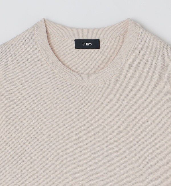 SHIPS「SHIPS:〈手洗い可能〉リネン バスケット ニット Tシャツ」|Tシャツ・カットソー|